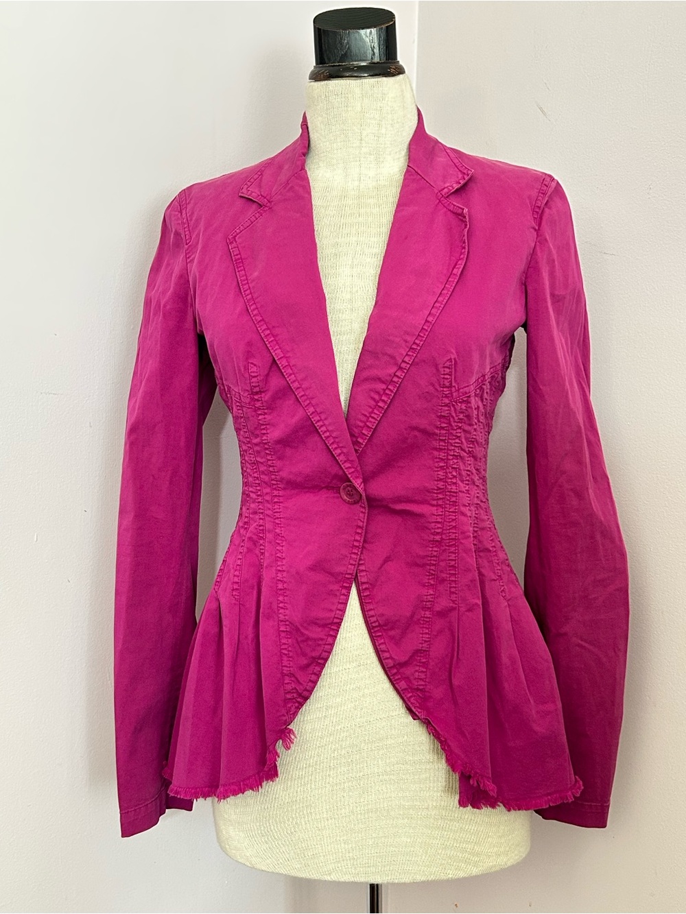 Vintage Ungaro Blazer Jacket Womens Pink Cotton 80s Italy